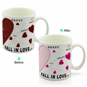 CC8095W-W049LS Color Change Heat Sensitive Funny Mug 11oz Ceramic White Coffee Mug Valentines Gifts Design Writable Mug with Marker