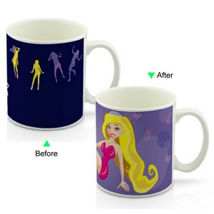 CC8095W-034QN Color Change Heat Sensitive Funny Mug 11oz Ceramic White Coffee Mug Novelty Queen Design Mug