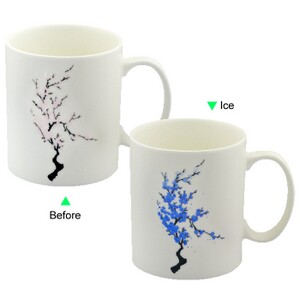 C8095W-C137B 11 OZ Plum Blossom Cold Changing Ice Change Ceramic Mug Nice Gift Giveaway