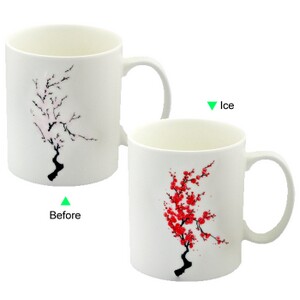 C8095W-C138R 11 OZ Plum Blossom Cold Changing Ice Change Ceramic Mug Nice Gift Giveaway