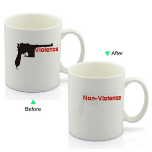 PC8095W-GANDHI Advertising Gandhi Non-Violence Hot Changing Ceramic Mug 11oz Heated Coffee Mug Promotional OEM Mug