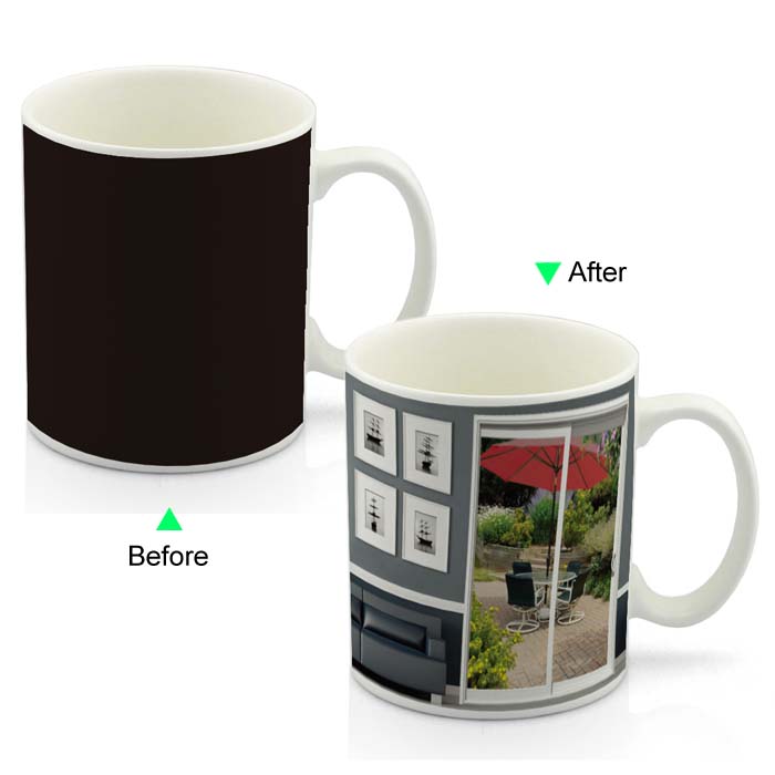 PC8095W-PERF Color Change Advertising Heat Sensitive Funny Promotional Mug 11oz Ceramic White Coffee Mug Customized LOGO Giveaway Living Room Perfect Furniture