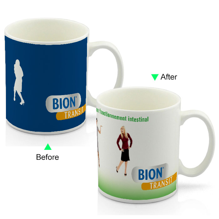 PC8095W-BION Color Change Advertising Heat Sensitive Funny Promotional Mug 11oz Ceramic White Coffee Mug Customized LOGO Giveaway